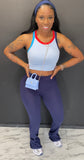 COLOR block 3pc sport set HEADBAND INCLUDED NAVY