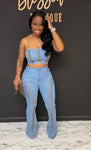 Denim tie me up 2pc Set