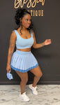 Tennis skirt 2pc set with shorts inside Light Blue