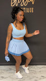 Tennis skirt 2pc set with shorts inside Light Blue