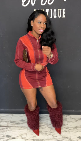 ColorBlock 2pc Set BURGUNDY/RED