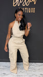 Oversized Cargo Jumpsuit KHAKI Tall girl friendly