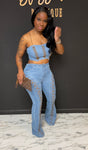 Denim tie me up 2pc Set