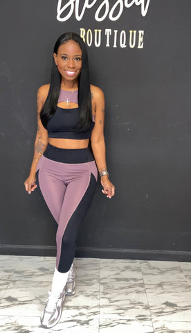 Work It Out 2pc Set PURPLE/BLACK