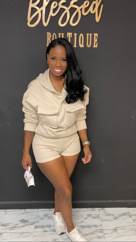Cream cargo 2pc set