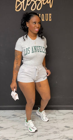 La 2pc shorts set gray