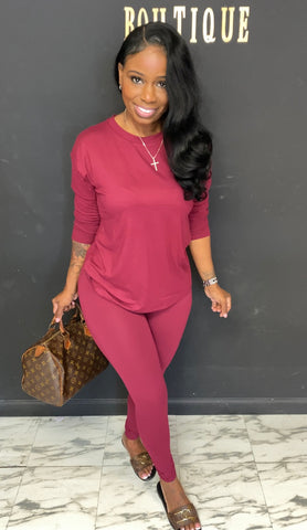 Comfortable Chill Set BURGUNDY