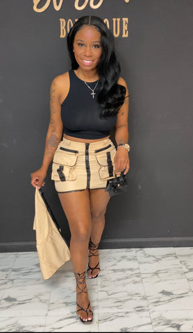 2 way Cargo Skirt Set CREAM