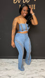 Denim tie me up 2pc Set