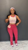 COLOR block 3pc sport set HEADBAND INCLUDED BURGUNDY