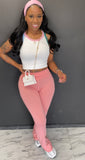 COLOR block 3pc sport set HEADBAND INCLUDED PINK
