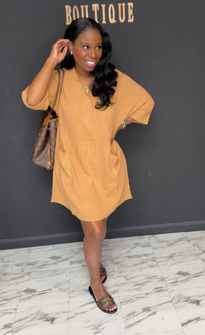 Oversized Comfortable Linen Dress KHAKI