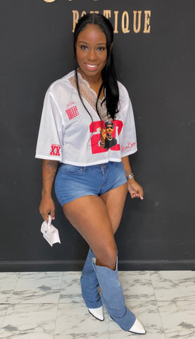 Breezy Bowl Cropped Jersey WHITE/PINK
