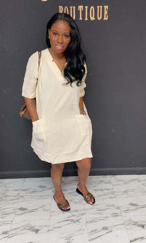 Oversized Comfortable Linen Dress CREAM