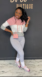 2pc Hoodie ColorBlock Set PINK/GRAY