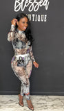 Printed Sheer 2pc Set