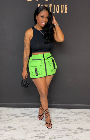 2 way Cargo Skirt Set GREEN
