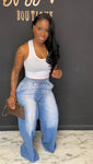 Simple But Cute 2pc Set Denim/WHITE