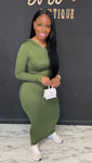Hoodie Maxi Dress OLIVE