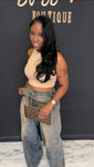 Simple But Cute 2pc Set Denim/ CREAM