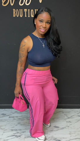 Stay On Track 2pc Set PINK/NAVY