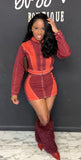 ColorBlock 2pc Set BURGUNDY/RED