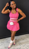 2pc Pleated Skirt Set Undergarment Included PINK