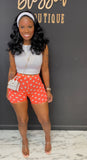 Polka Dot Biker Shorts Only ORANGE