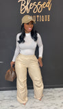 Leather Wide Leg Pants ONLY CREAM