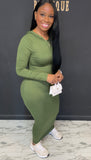 Hoodie Maxi Dress OLIVE