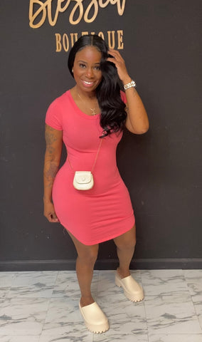 T Shirt Dress HOT PINK