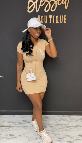 LA Dress & Cap Set KHAKI