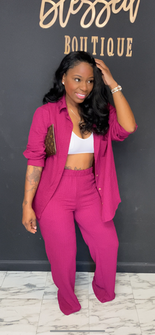 Comfortable But Cute Dark Magenta 2pc Set