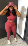 Comfortable But Cute Set BURGUNDY