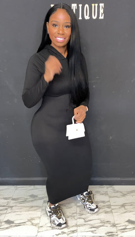 Hoodie Maxi Dress BLACK