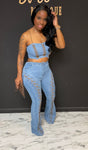 Denim tie me up 2pc Set
