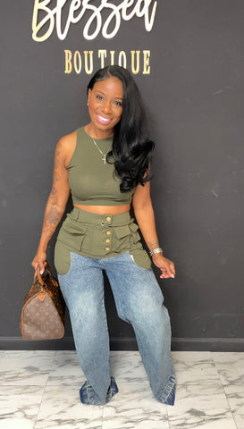 Mixed Denim 2pc Set