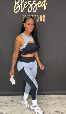 Work It Out 2pc Set POWDER BLUE/BLACK