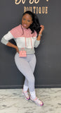 2pc Hoodie ColorBlock Set PINK/GRAY